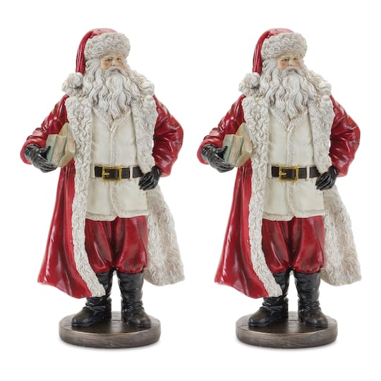 12.75&#x22; Standing Santa Statue with Books, 2ct.